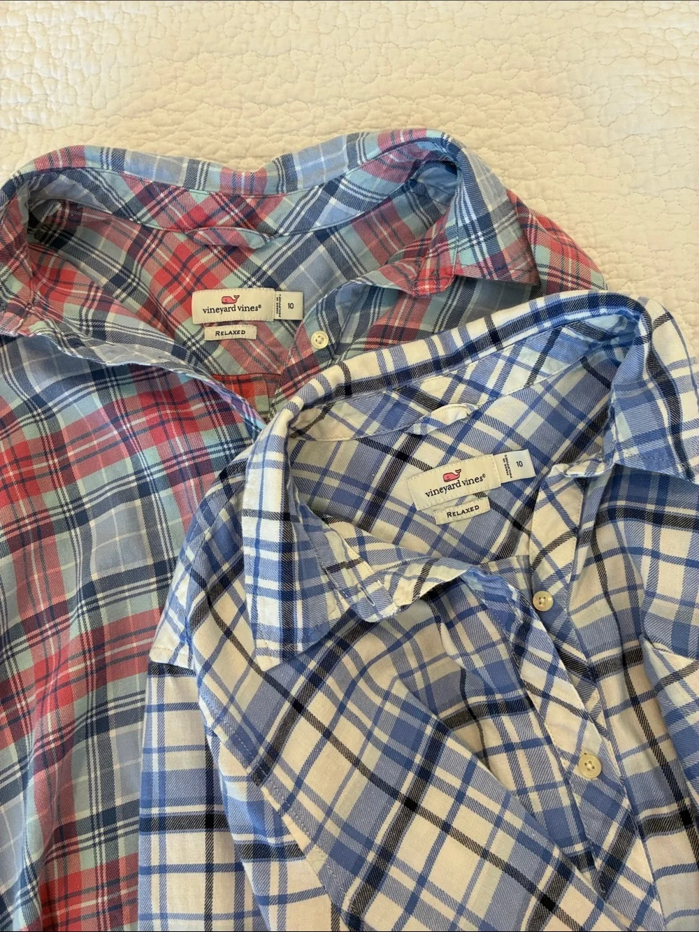 Vineyard Vines Women’s Plaid Button-Down Shirt - Blue & Pink